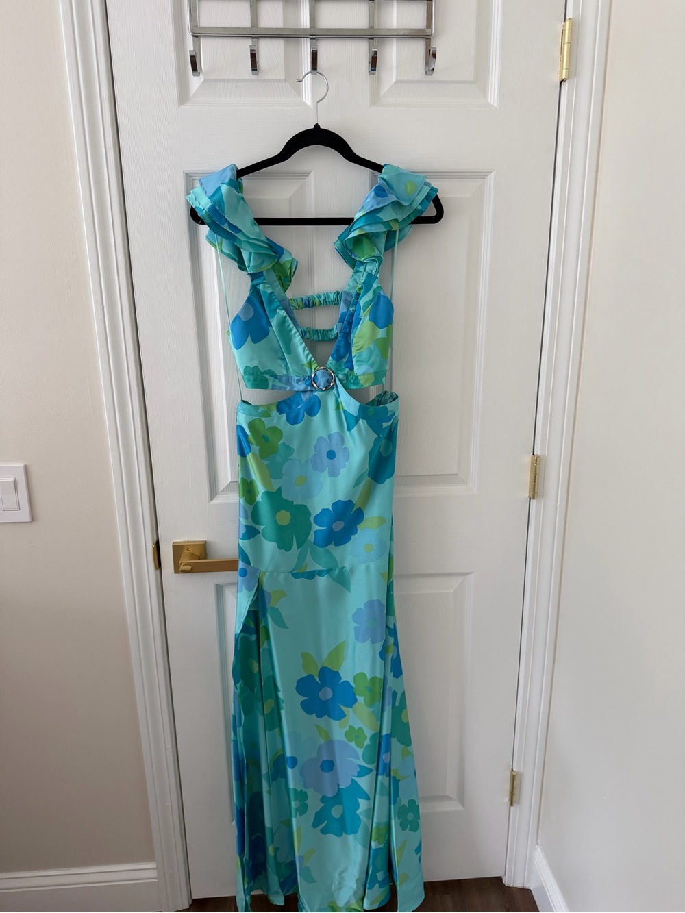 Show Me Your MuMu Aqua Blue & Green Floral Maxi Dress